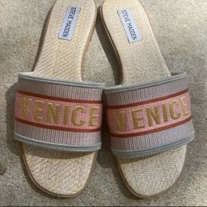 Steve Madden Venice Pink and Gold Slide Sandals